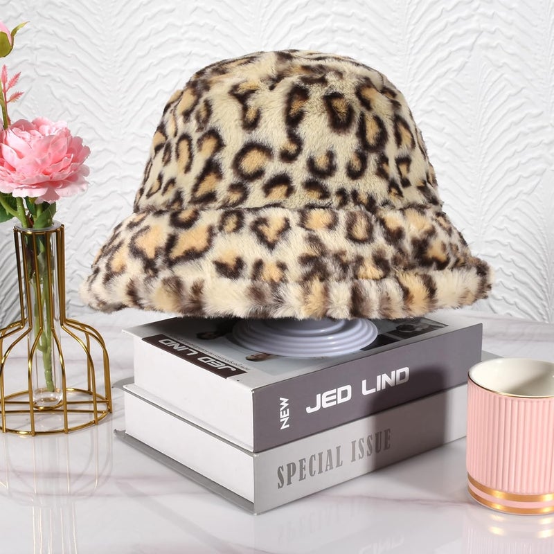 Yonchic Store Winter Soft Faux Fur Plush Bucket Hat, Lovely Fisherman Cap, Fashion Outdoor Thick Warm Sun Cap for Women - Image 5